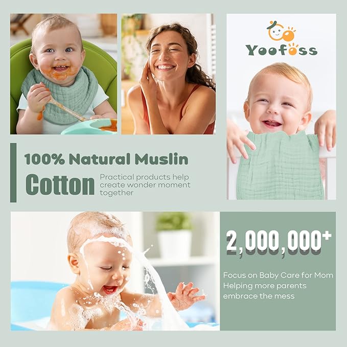 Yoofoss Muslin Burp Cloths for Baby 10 Pack 100% Cotton 20''X10'' Super