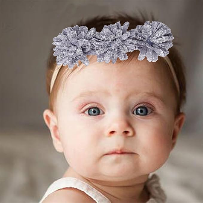 3pcs Soft & Stretchy Nylon Hairband Set for Baby Girls, Floral Headbands