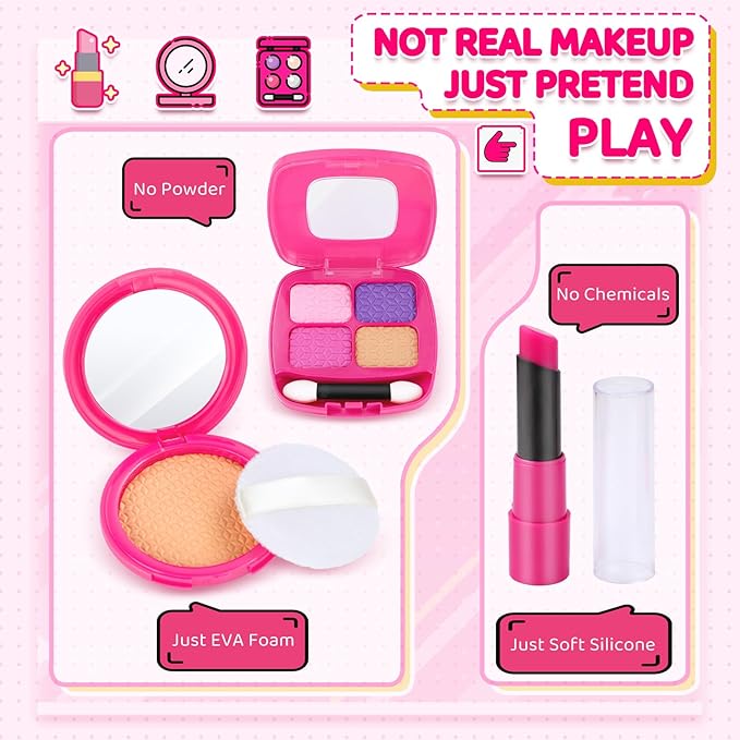 INNOCHEER Little Girls Purse, Kids Toy Purse with Pretend Makeup 2 3 4 5 6 7 8 Year