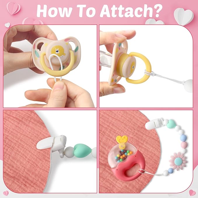 Silicone Pacifier Clip, 2 Pack Pacifier Holder for Boys and Girls