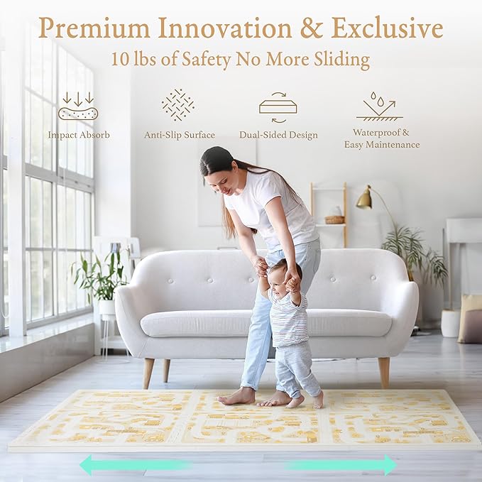 Super 1 Inch Thick Premium Quality Exercise & Baby Foam Play Mats - Expandable & Large Non-Toxic Odorless Floor Mat 6 Tiles 6x4ft -