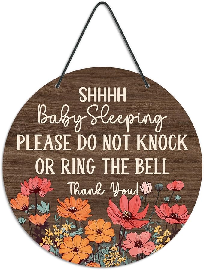 Putuo Decor Shh Baby Sleeping Door Sign for Front Door