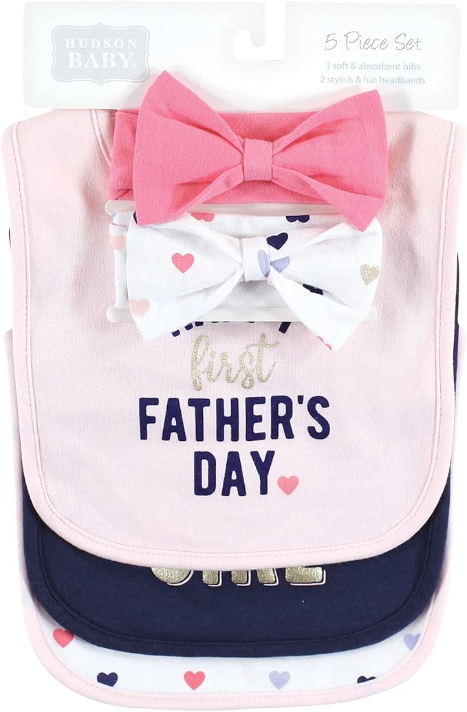 Hudson Baby Unisex BabyCotton Bib and Headband or Caps Set
