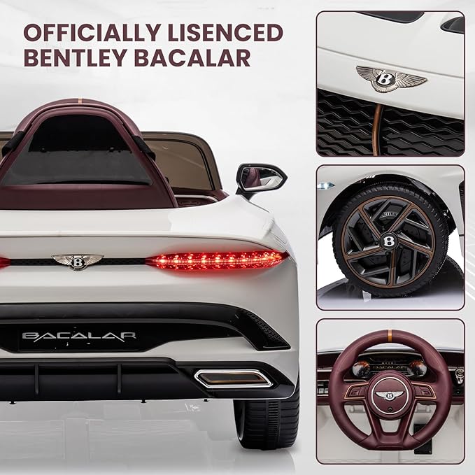 Hetoy Kids Ride On Car, Licensed Bentley Bacalar 12V Electric Vehicles w/Parent Remote Control 3 Speeds,