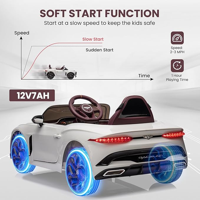Hetoy Kids Ride On Car, Licensed Bentley Bacalar 12V Electric Vehicles w/Parent Remote Control 3 Speeds,