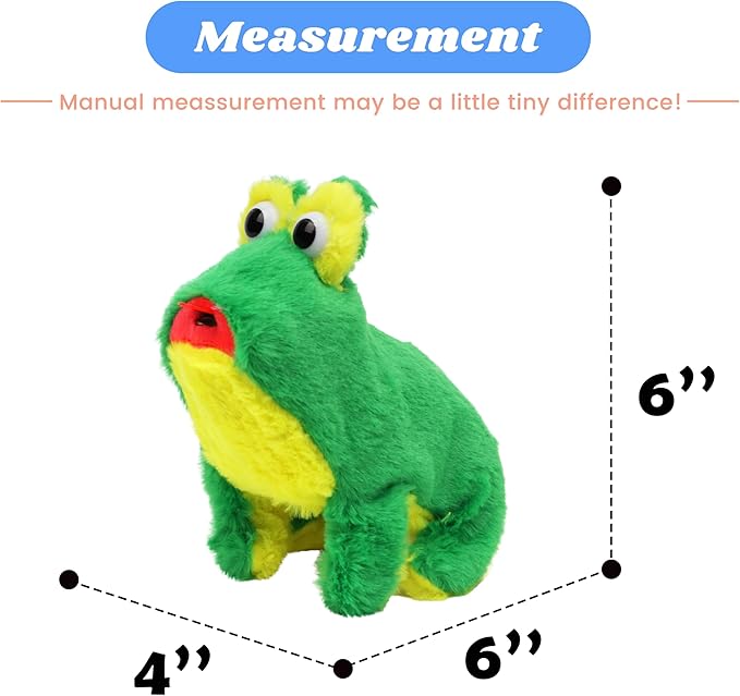 Hopearl Jumping Croaking Frog Interactive Electronic Pet Leapfrogging Plush Toy 6''