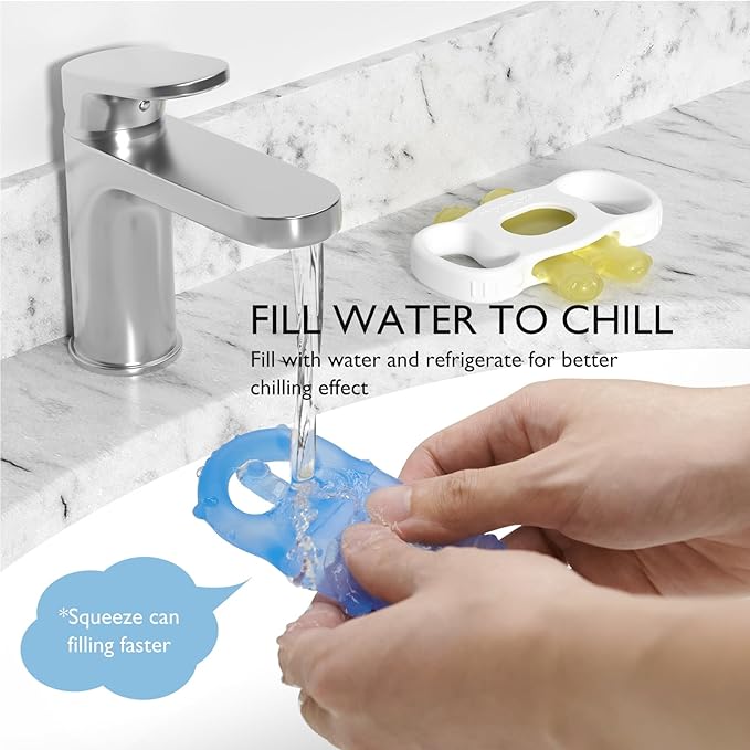 Momcozy Baby Teether Toys, Water Fillable Teether Silicone Cold Teether 0-12 Months, 2 Pcs