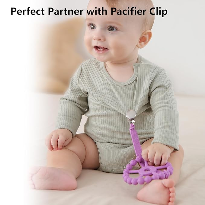 3 Pack Ring Teether, Silicone Teething Ring Toys for Babies 0-6 Months 6-12 Months 12-24 Months,