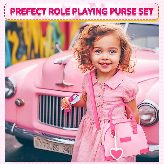 INNOCHEER Little Girls Purse, Kids Toy Purse with Pretend Makeup 2 3 4 5 6 7 8 Year