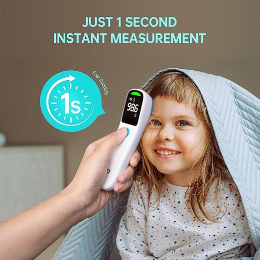 No-Touch Forehead Thermometer, 1s Accurate Reading and 3-Color Indicator 2-in-1 Infrared