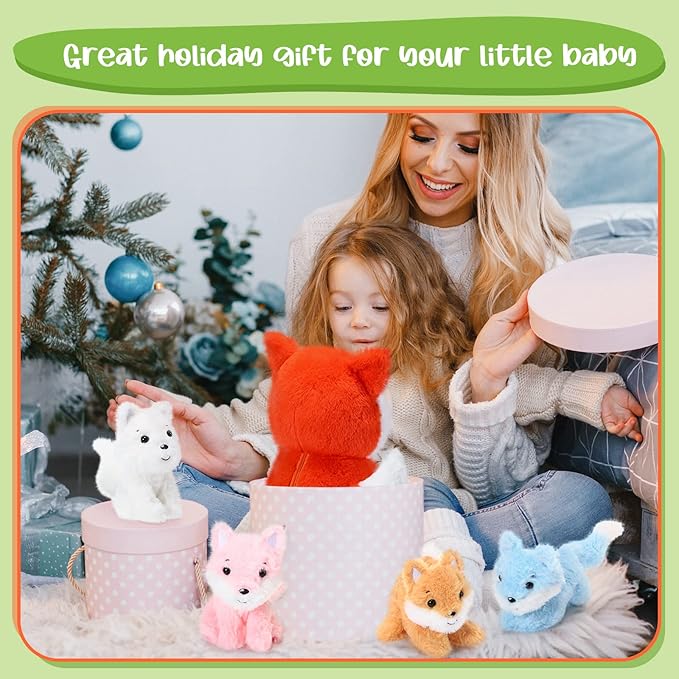 HyDren 5 Pcs Fox Plush Toy Set 14 Inch Mommy 4 Cute