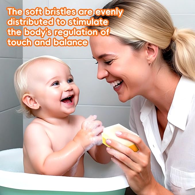 Cradle Cap Brush for Babies, 5Pcs Cradle Cap Treatment Set with Soft Bristle Brushes Silicone Scrubber Long Comb for Newborn Bathing Essentials Baby Brush and Comb Set (Orange)