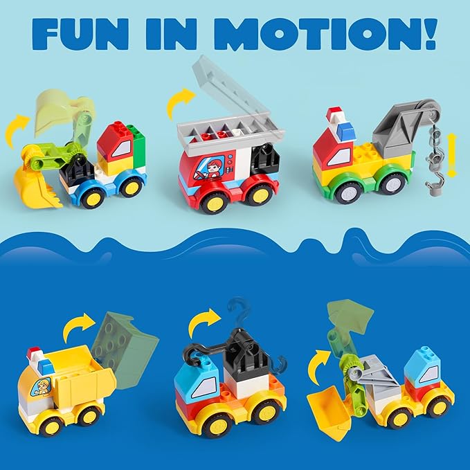 JOYIN 80Pcs Toddlers Car Building Blocks Set, 12Pcs Different Vehicles
