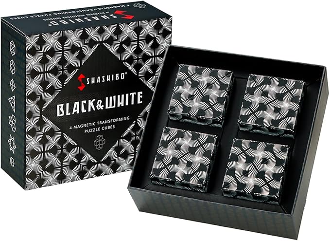 SHASHIBO Shape Shifting Box - Award-Winning, Patented Fidget Cube w/ 36 Rare Earth Magnets 70 Shapes, 4 pack)