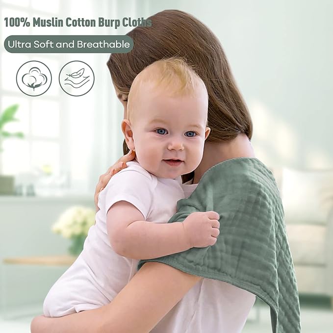 Yoofoss Muslin Burp Cloths for Baby 10 Pack 100% Cotton 20''X10'' Super