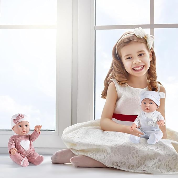 12 inches Realistic Twins Baby Doll with Clothes and Pacifiers, 36 Months