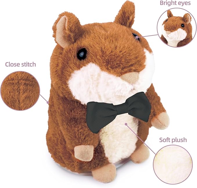HOMILY Talking Hamster Repeats What You Say, One Year Old Boy Girl Toys Birthday Gifts 0-6-12-18 Months, 1 3 5 (Blk