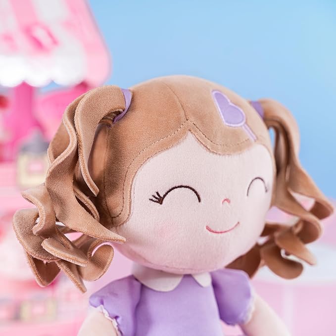 Gloveleya Baby Doll Gifts Plush Curly Girl Toys with Love 16" Purple