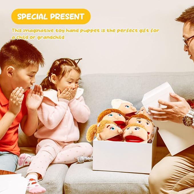 1 Pcs Family Hand Puppets 12 Inch Grandparents, Mom & Dad