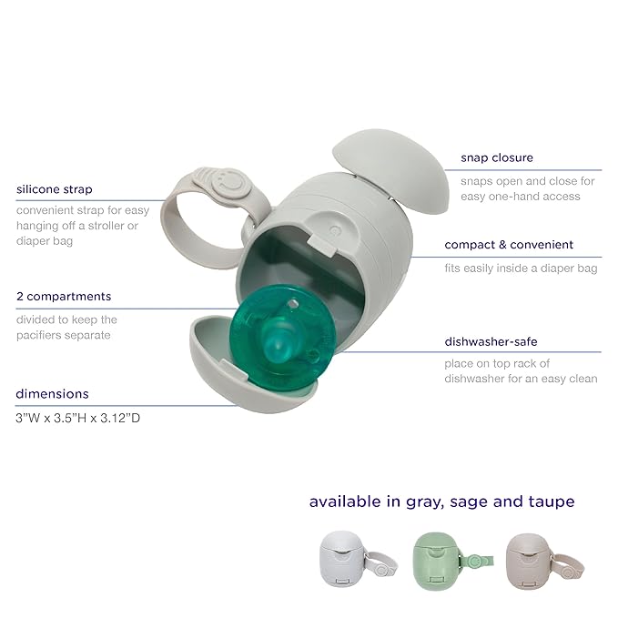 Ubbi On-The-Go Dual Pacifier Holder, Keep's Baby's Binkies Clean and Accessible