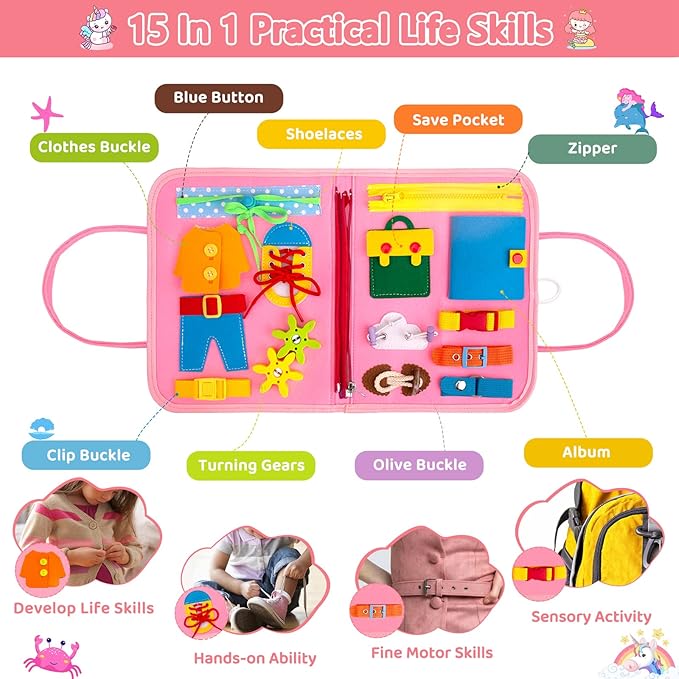 HONGDDY Busy Board Montessori Toys for Toddler, Sensory Board Toy