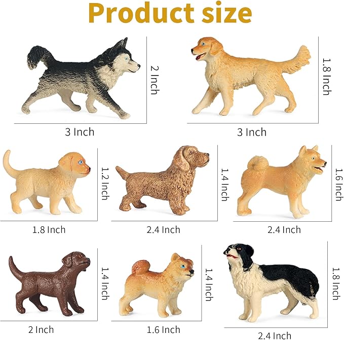 iftnotea 8PCS Small Dog Figurines for Kids Puppy Toy Figures