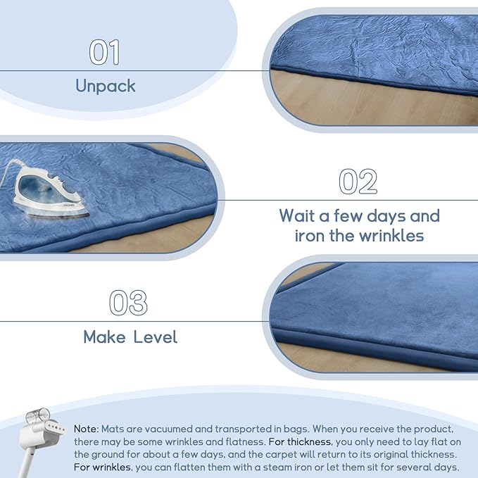 Baby Play Mat Coral Velvet Nursery Rug - 6’7” X 5’11” Memory Foam Area Rug Soft Padded Carpet