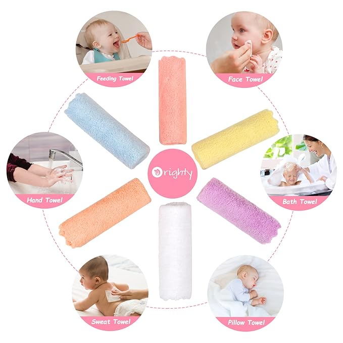 Orighty Baby Washcloths 24-Pack (7''x9''), Microfiber Coral Fleece Baby Towels