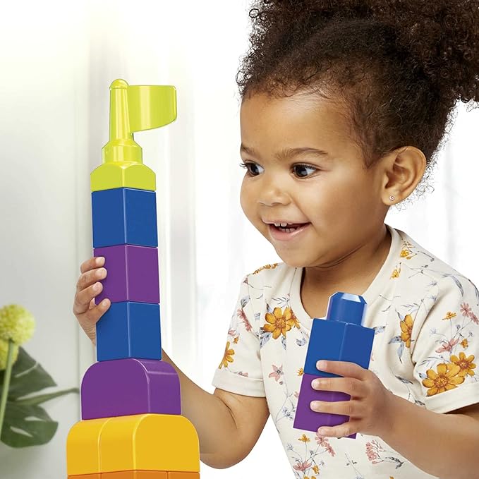 MEGA BLOKS First Builders Toddler Blocks Toys Set, Even Bigger Building Bag with 300 Pieces and Storage 1+ Years