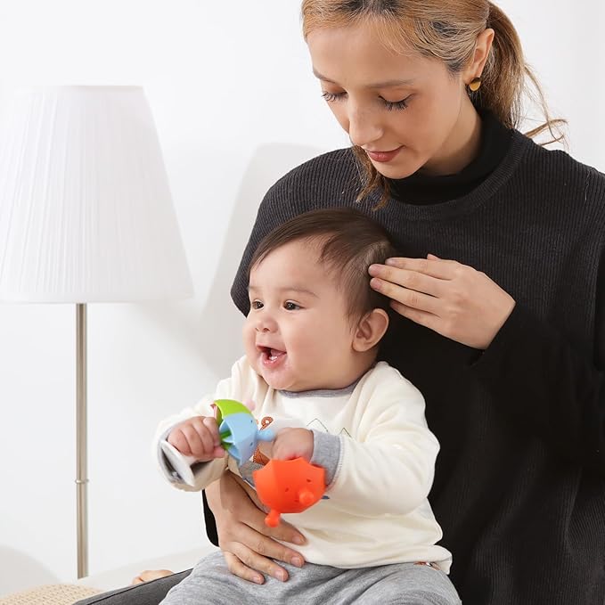 Umbrella Baby Teether with Suction Base, Keeping Baby Busy 0-6 Months, 6-12 Months 12-24 Months,