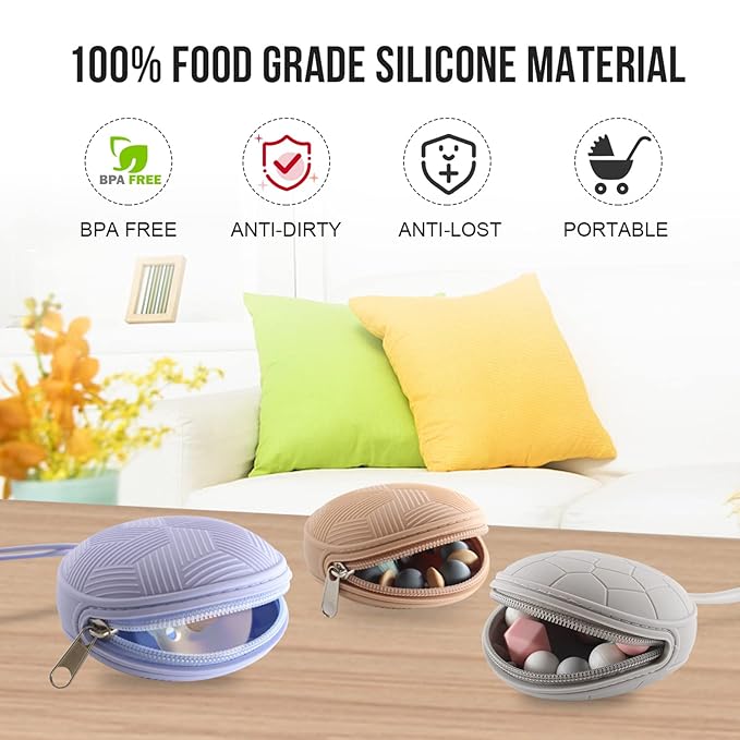 Smlpuame 4 Pack Pacifier Holder Case Set,2 Silicone Portable Pacifier Cover Pouch Bag for Diaper Bags Baby Carriage with 2 Transparent Pacifier Storage Container Box