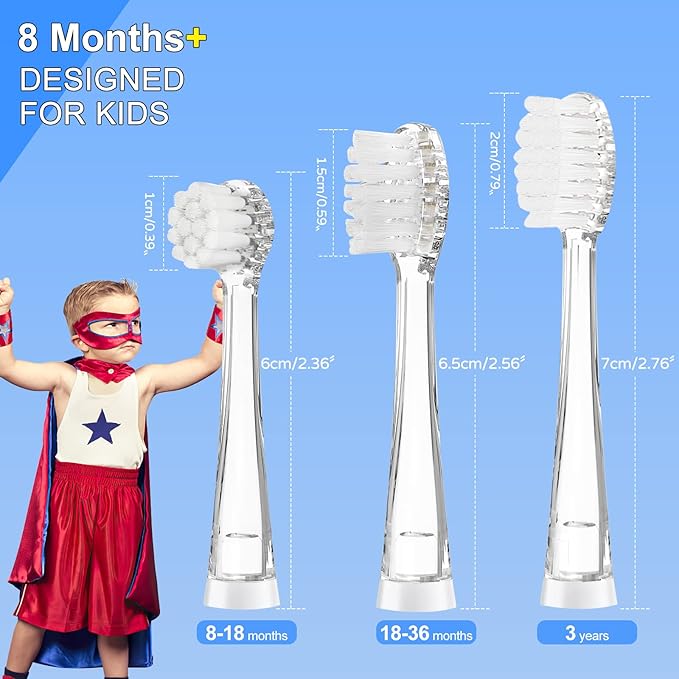 TEETECK 5 Pack Kids Toothbrush Replacement Heads Compatible with SEAGO- 513/977/EK6,Compatible with Brush-Baby WildOnes/KIDZSONIC(Not BabySonic Series),Compatible with Dada-Tech-BB1/977/K6