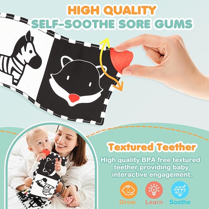 Black and White Baby Toys - High Contrast Baby Toys for Newborn Brain Development 0-3-6-12 Months