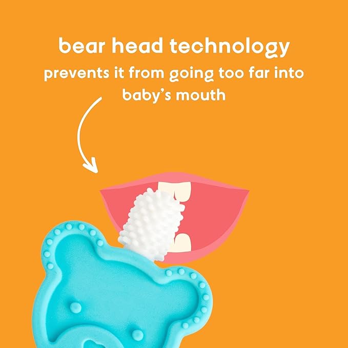 oogiebear Infant-to-Toddler Training Teether Toothbrush - 0-2 Years - 360° Soft Silicone, Promotes Safe Brushing, Baby & Kids Health - Teddy Bear Design Oral Care - 1 Unit