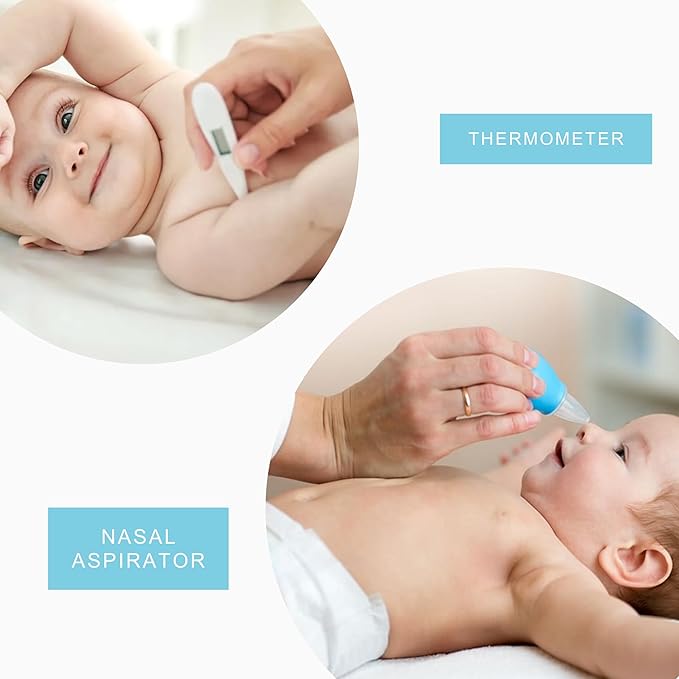 24 in 1 Baby Health Care and Grooming Kit - Newborn Essentials, Baby Must Haves for Boys & Girls, New Baby Gift Includes Electric Nail Trimmer Baby Nasal Aspirator (Blue)