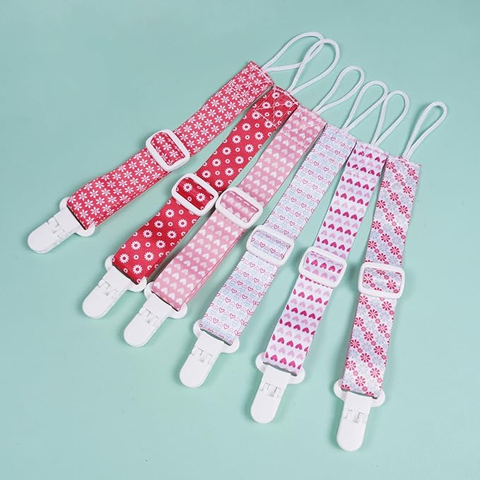 Baby Pacifier Clip with Adjustable Length Buckle,Paci Leash Binky Clips for Baby Boys and Girls 6 Gift