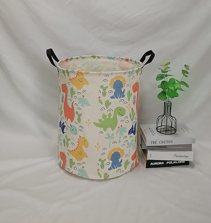 Round Baby Dinosaur Pattern Laundry Hamper Storage Basket Organizer Hamper
