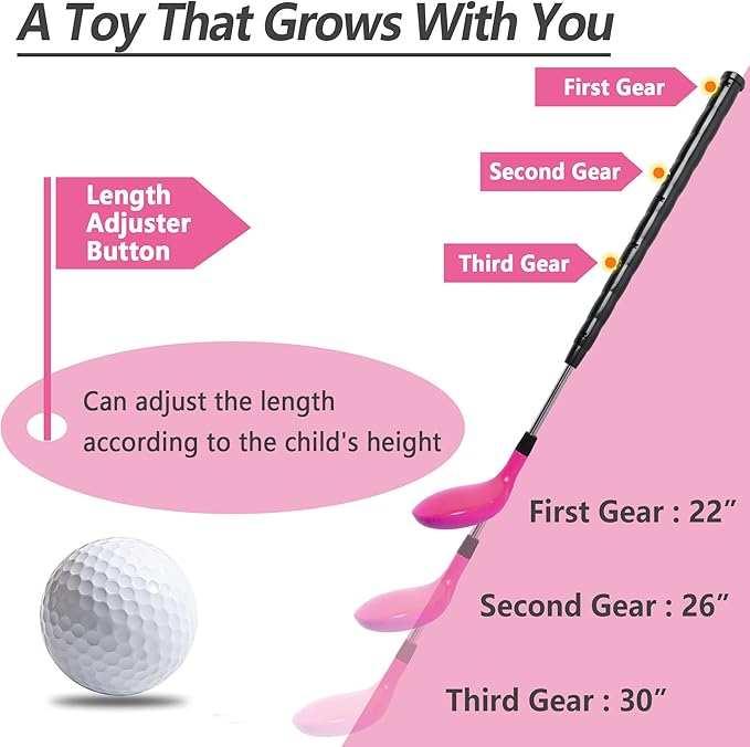 iPlay, iLearn Girl Golf Toys Set for 3 4 Year Olds 15 Balls 5 6 7 8