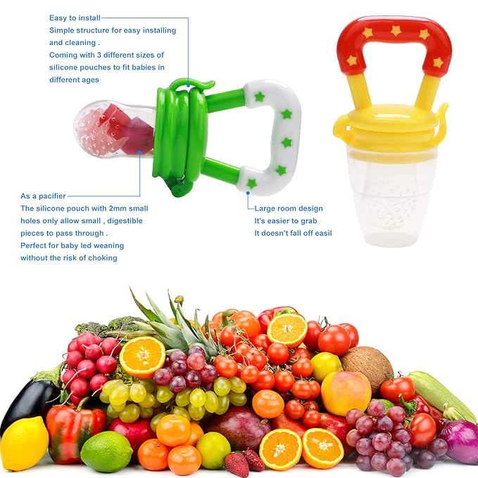 Food Feeder Baby Fruit Feeder Pacifier (3 Pcs) with 6 2 PCS 90ML with 2 Baby