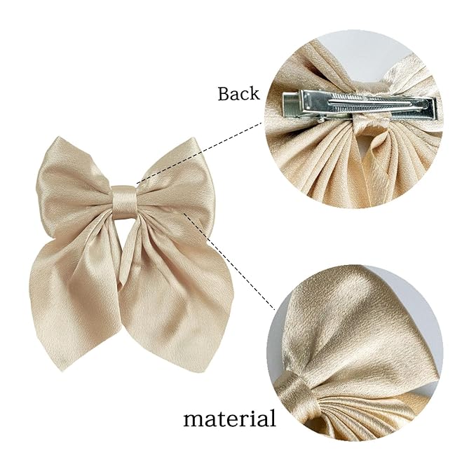 5 Inch Large Satin Hair Bows Alligator Hair Clips, Swallowtail 8Pcs for satin8pcs)