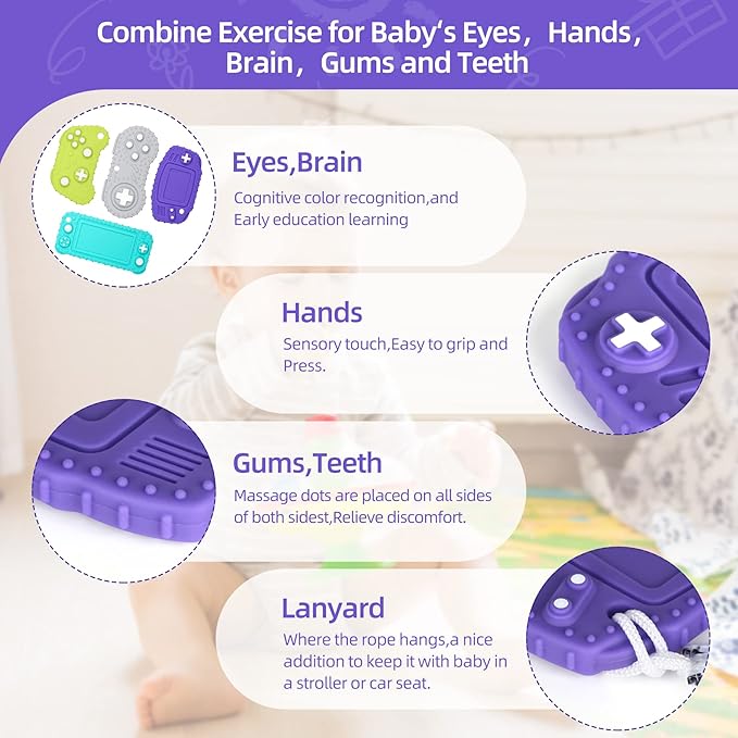 Chuya Baby Teether Toys,Remote Teething Toys Chew Toy for Babies 3-12 Months(4 Pack)