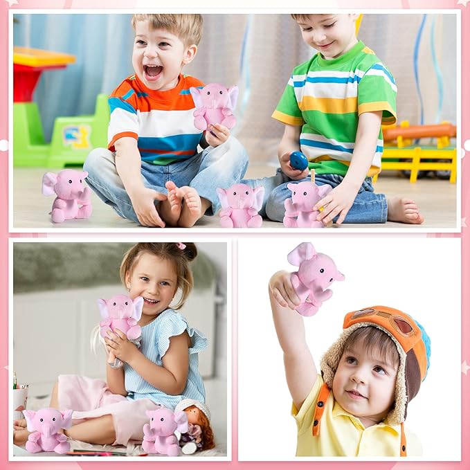 HyDren 8 Pcs Plush Mini Elephant Stuffed Animal Toys 4