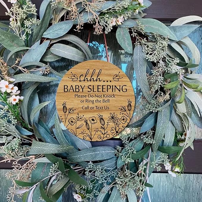 Shhh... Baby Sleeping Hanging Sign Plaque, Do Not Knock Or Ring The Bell