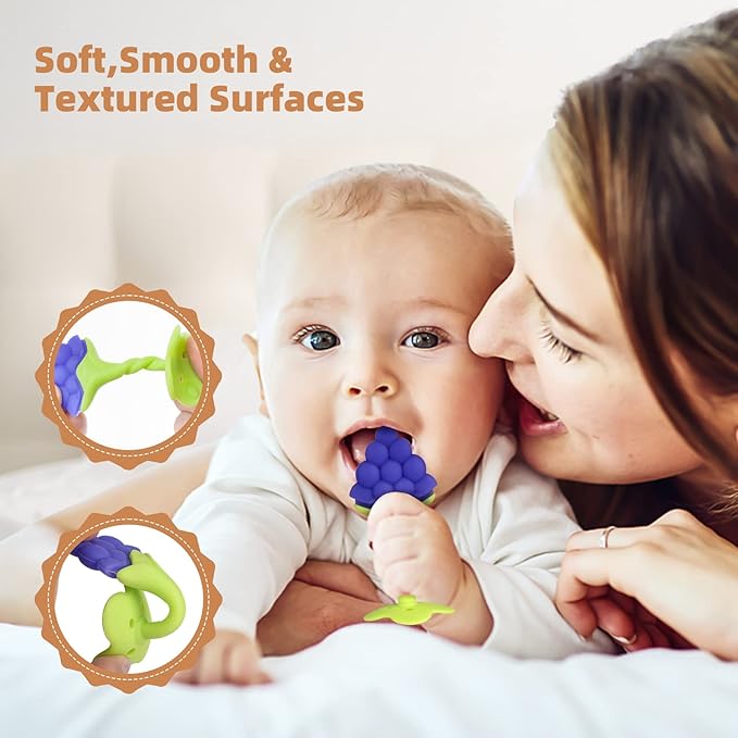 Chuya 5Pack Silicone Baby Teether Toys, Chew Straws Toy for 3-6 Months 6-12 Months Babies Molars