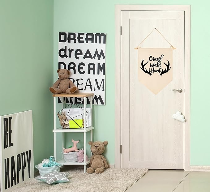 Crawl Walk Hunt,Woodland Deer-Flag Sign Gifts for Baby Newborn Boys