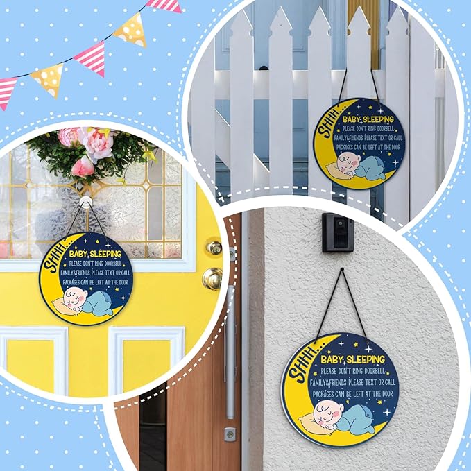 Putuo Decor Dont Ring Doorbell Sign Cute Baby Sleeping Door