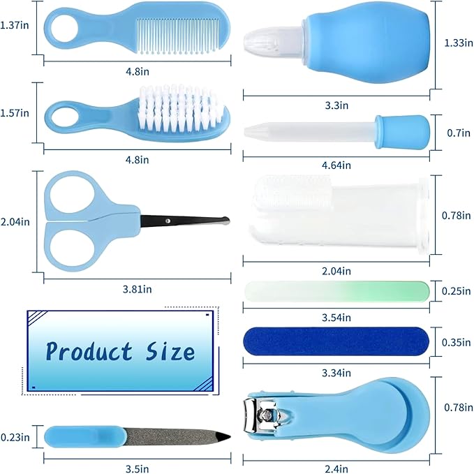 Baby Grooming Kit, Infant Safety Care Set with Hair Brush Comb Nail Clipper Nasal Aspirator,Baby Essentials Kit for Newborn Girls Boys