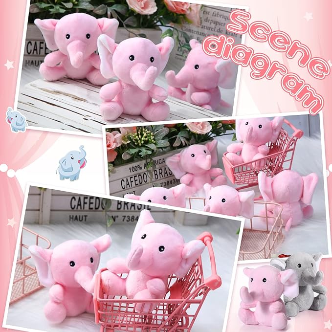 HyDren 8 Pcs Plush Mini Elephant Stuffed Animal Toys 4