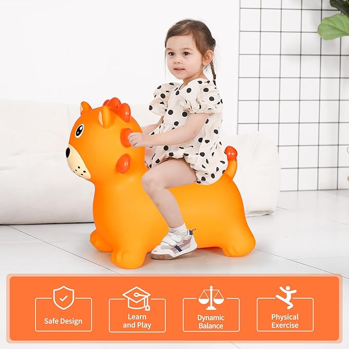 INPANY Kids Bouncy Lion Hopper Toys for 2 Year Old Boy, Toddlers Inflatable Animal Hopping Horse 3 4