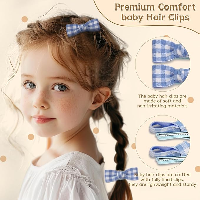 Baby Hair Clips,10Pcs 2" Fully Lined Hair Bow Clips for Babies